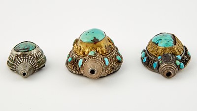 Lot 119 - A Group of Tibetan Turquoise-Mounted Hair Ornaments