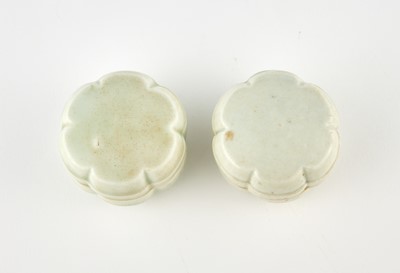 Lot 313 - A Pair of Small Chinese Qingbai Lobed Boxes and Covers