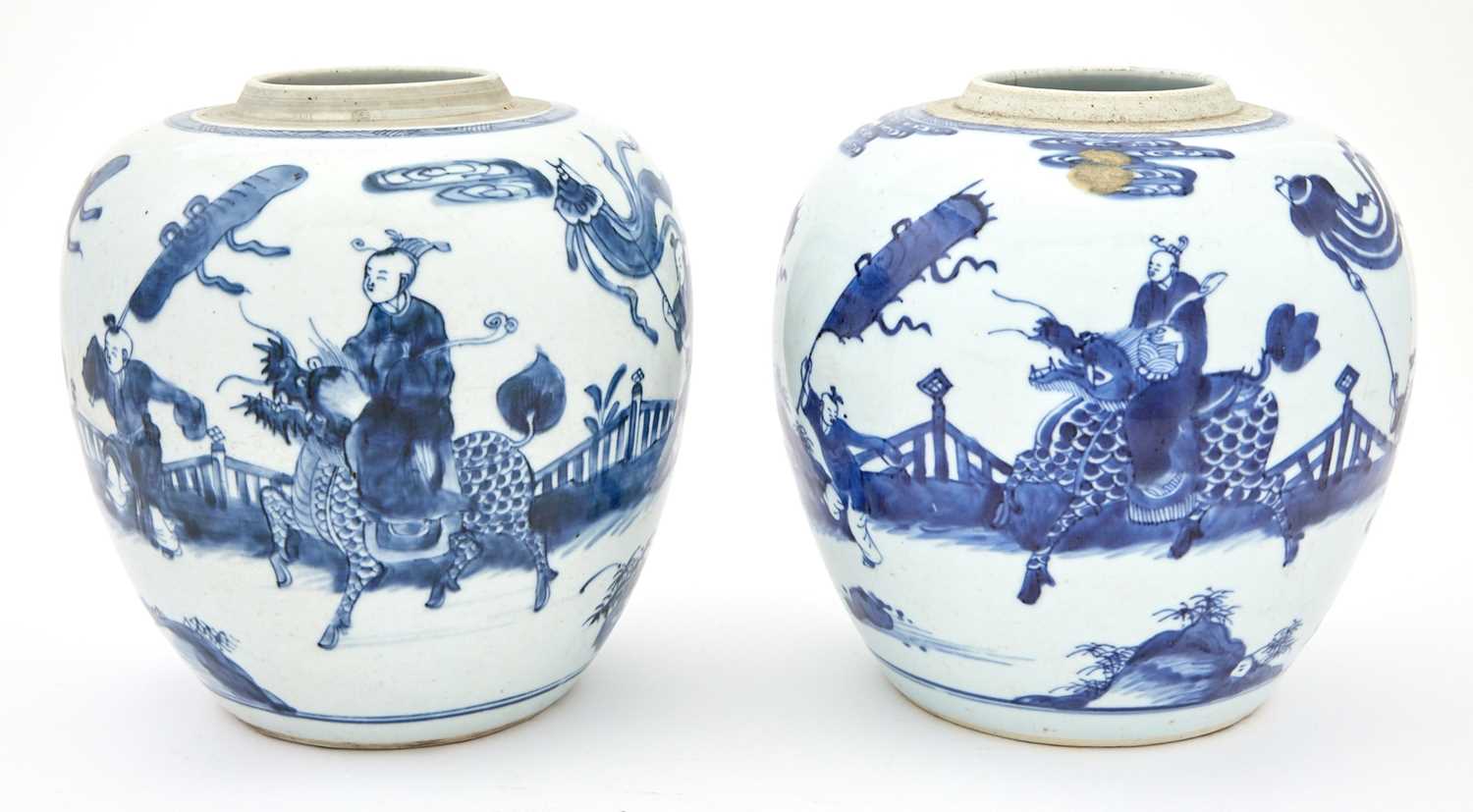 Lot 338 - A Pair of Chinese Blue and White Porcelain Jars