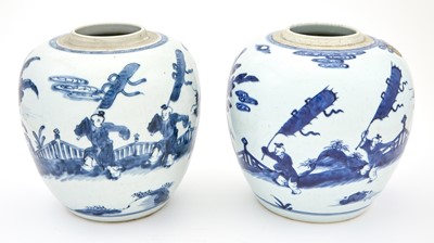 Lot 338 - A Pair of Chinese Blue and White Porcelain Jars