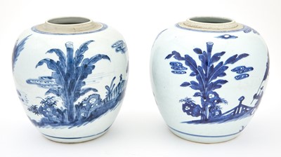 Lot 338 - A Pair of Chinese Blue and White Porcelain Jars