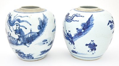 Lot 338 - A Pair of Chinese Blue and White Porcelain Jars