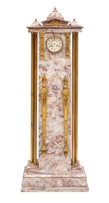 Lot 416 - Gilt-Bronze Mounted Rouge Marble Floor Clock