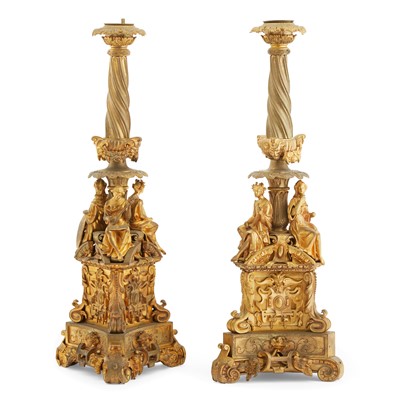 Lot 262 - Pair of Continental Gilt-Bronze Candlesticks