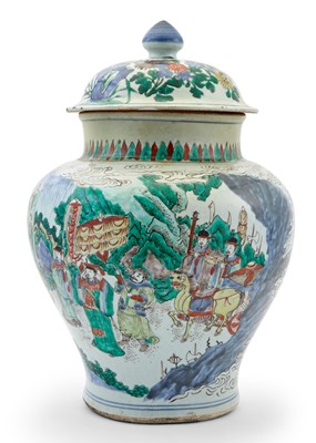 Lot 330 - A Large Chinese Wucai Porcelain Jar and Cover