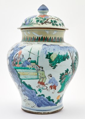 Lot 330 - A Large Chinese Wucai Porcelain Jar and Cover