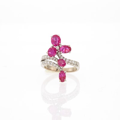 Lot 1064 - White Gold, Pink Sapphire and Diamond Ring