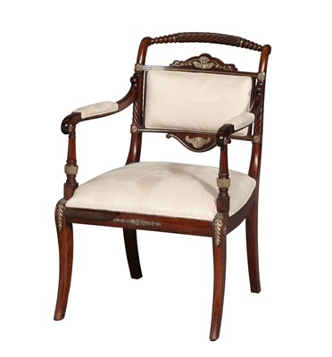 Lot 389 - Regency Brass-Mounted Rosewood Armchair