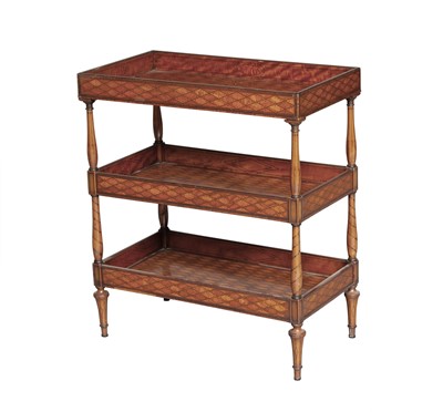 Lot 200 - Louis XVI Style  Satinwood Parquetry Three-Tier Etagere (Tricoteuse)