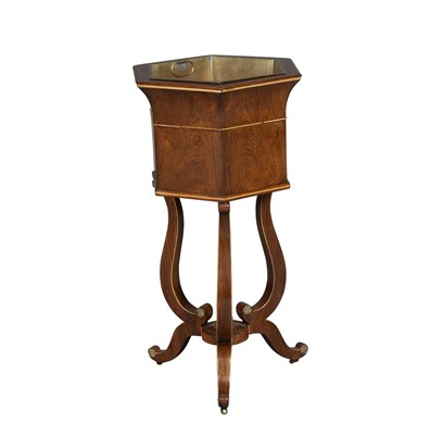 Lot 368 - Continental Octagonal Rosewood Jardiniere with a Brass Insert