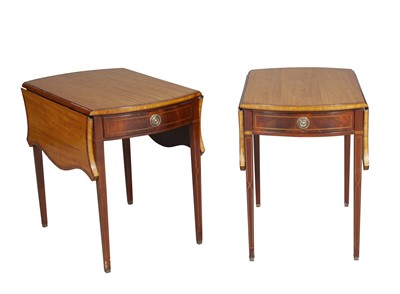 Lot 242 - Pair of Federal Style Mahogany and Satinwood Inlaid Pembroke Tables