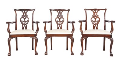 Lot 221 - Three Chippendale Style Carved Mahogany Armchairs