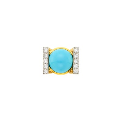 Lot 160 - David Webb Gold, Platinum, Turquoise and Diamond Ring