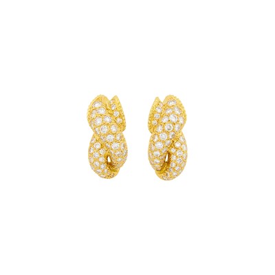 Lot 1051 - Fred Paris Pair of Gold and Diamond Earclips