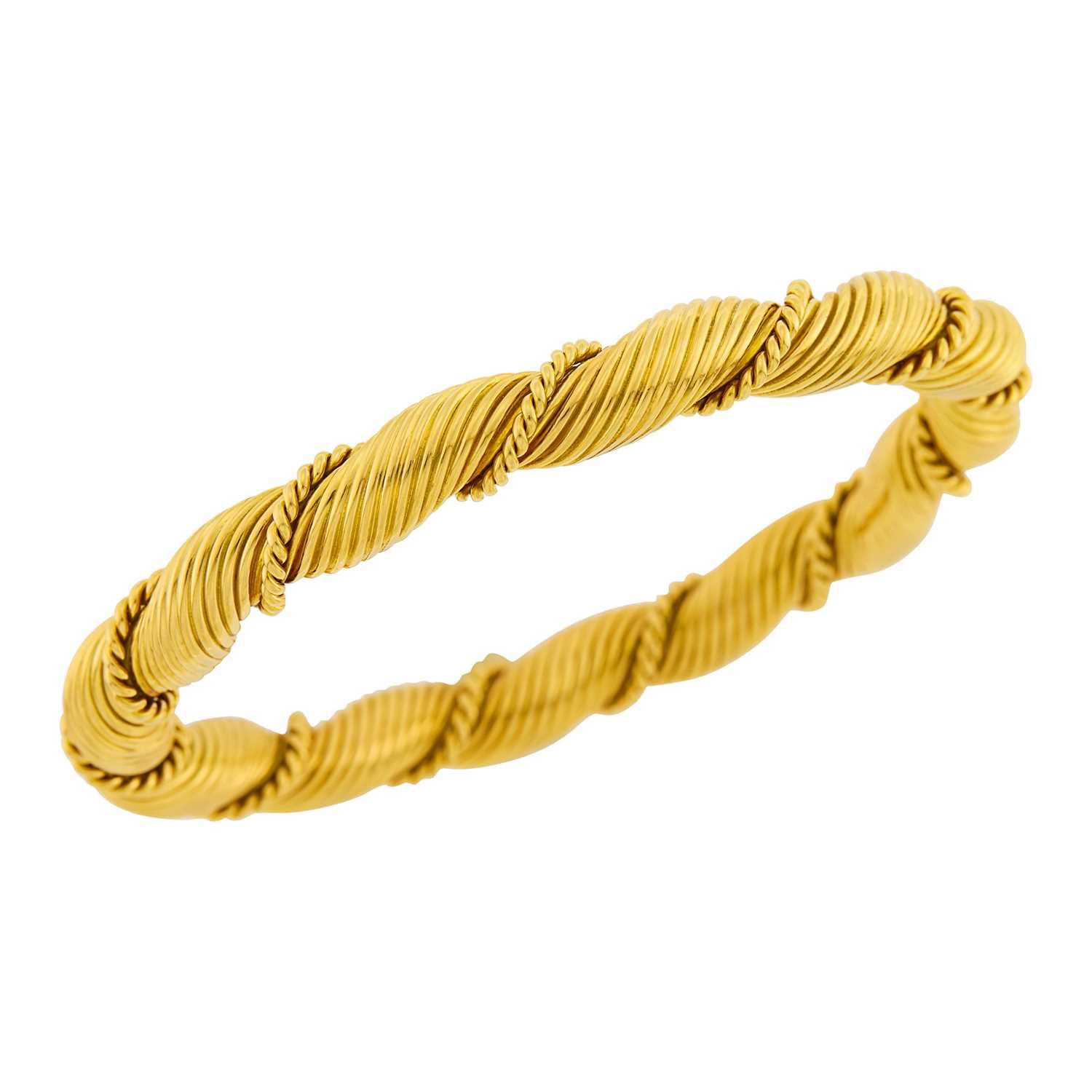 Lot 46 - Van Cleef & Arpels Fluted Gold Bangle Bracelet, France