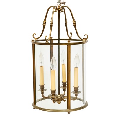 Lot 320 - Gilt-Metal and Glass Four-Light Hall Lantern