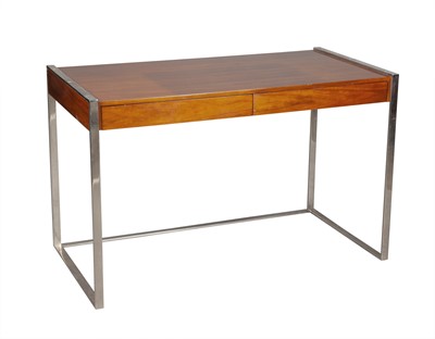 Lot 422 - Chromed Metal and Stained Wood Desk