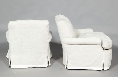 Lot 247 - Pair of Upholstered Club Chairs and an Ottoman