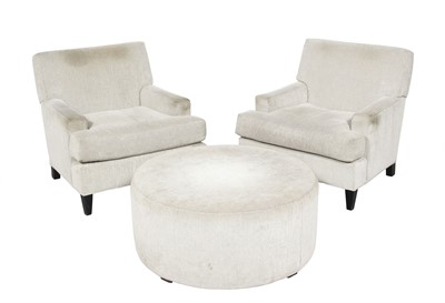 Lot 431 - Pair of Upholstered Club Chairs and an Ottoman