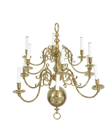 Lot 106 - Baroque Style Brass Twelve-Light Chandelier