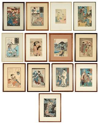 Lot 608 - Thirteen Japanese Ukiyo-e Woodblock Prints