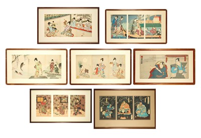 Lot 611 - Seven Japanese Woodblock Triptychs