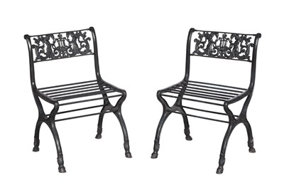 Lot 205 - Set of Eight Painted Cast Iron Chairs