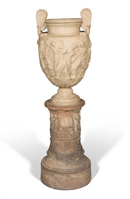 Lot 195 - Neoclassical Style Terracotta Urn on Terracotta Pedestal