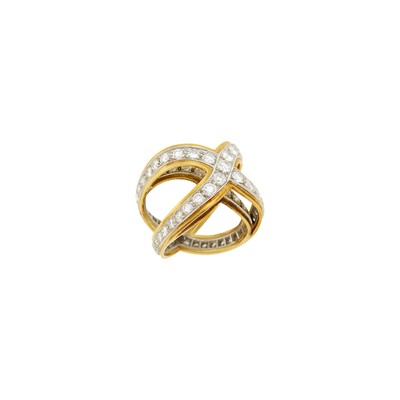 Lot 1025 - Gold, Platinum and Diamond 'X' Ring