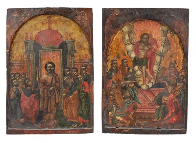 Lot 242 - Greek Icon of the Touching of Thomas; Together with a Greek Icon of the Resurrection