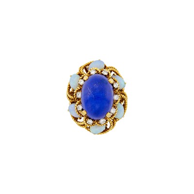 Lot 13 - Cartier Gold, Lapis, Opal and Diamond Ring