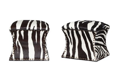 Lot 227 - Pair of Zebra Upholstered Stools