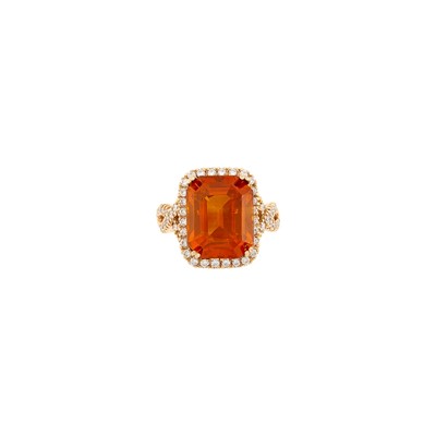 Lot 1019 - Rose Gold, Orange Sapphire and Diamond Ring