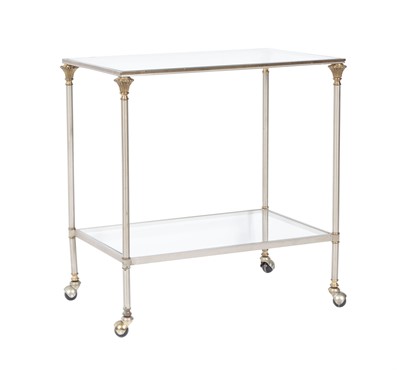 Lot 119 - Silvered Metal Two-Tier Glass Top Table