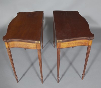 Lot 644 - Pair of Federal Inlaid Mahogany Fold Over Card Tables