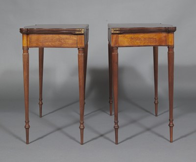 Lot 644 - Pair of Federal Inlaid Mahogany Fold Over Card Tables