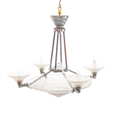 Lot 426 - Art Deco Style Glass Five-Light Pendant Light