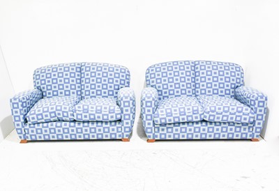 Lot 441 - Pair of Contemporary Blue Upholstered Settees