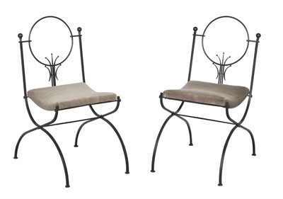 Lot 528 - Pair of Black Painted Iron Side Chairs