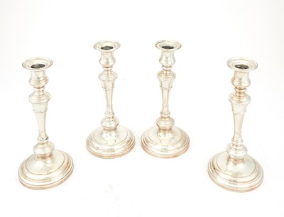 Lot 157 - Set of Four S. Kirk & Son Sterling Silver Candlesticks