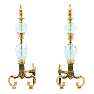 Lot 198 - Pair of Glass and Brass Andirons