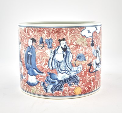 Lot 412 - A Large 'Immortals' Porcelain Brush Pot