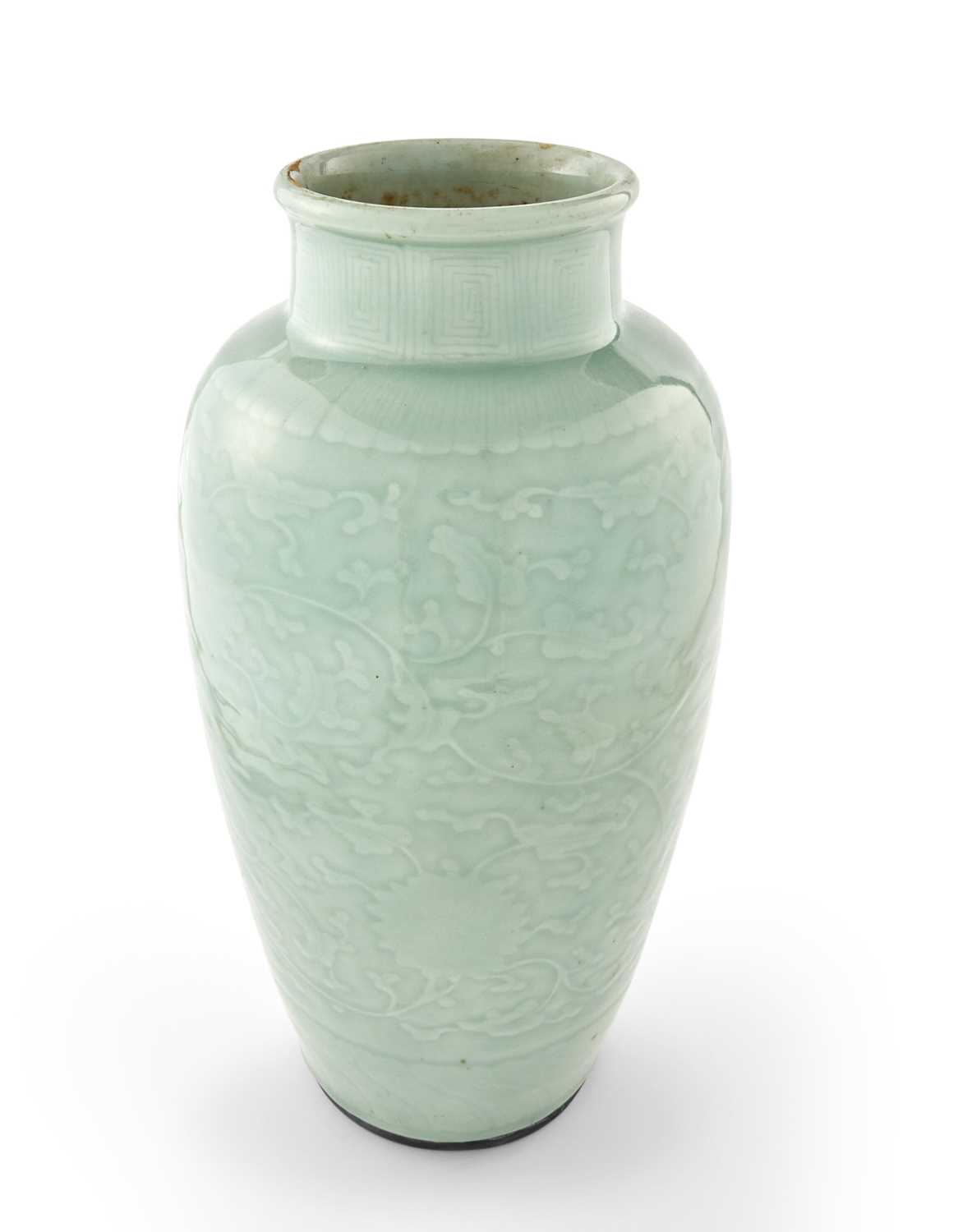 Lot 335 - A Chinese Carved Celadon Porcelain Vase