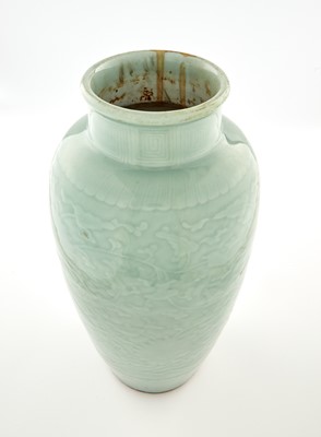 Lot 335 - A Chinese Carved Celadon Porcelain Vase