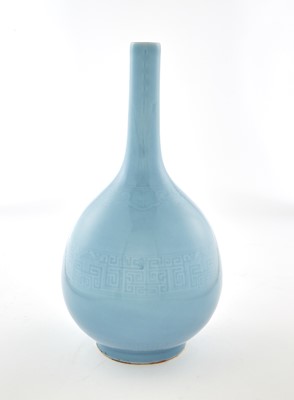 Lot 416 - A Chinese Sky Blue Porcelain Bottle Vase