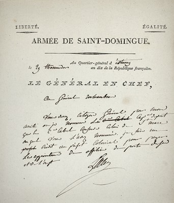 Lot 271 - Charles Leclerc writes to General Rochambeau