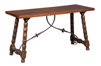 Lot 356 - Spanish Baroque Style Oak and Iron Table