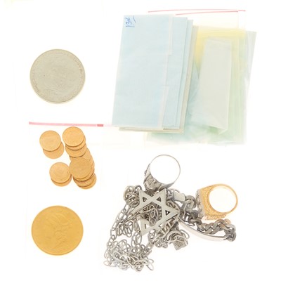 Lot 3001 - Group of Unmounted Diamonds, Coins, Gold and Silver Jewelry