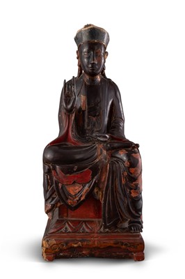 Lot 1148 - A Provincial Chinese Lacquered and Gilt-Wood Buddhist Figure