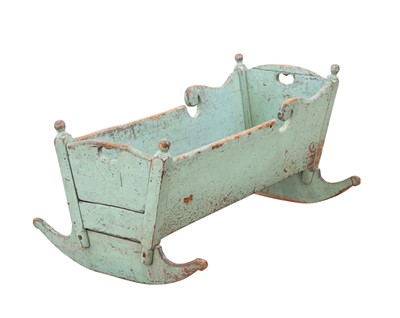 Lot 1142 - Light Green-Blue-Painted Cradle